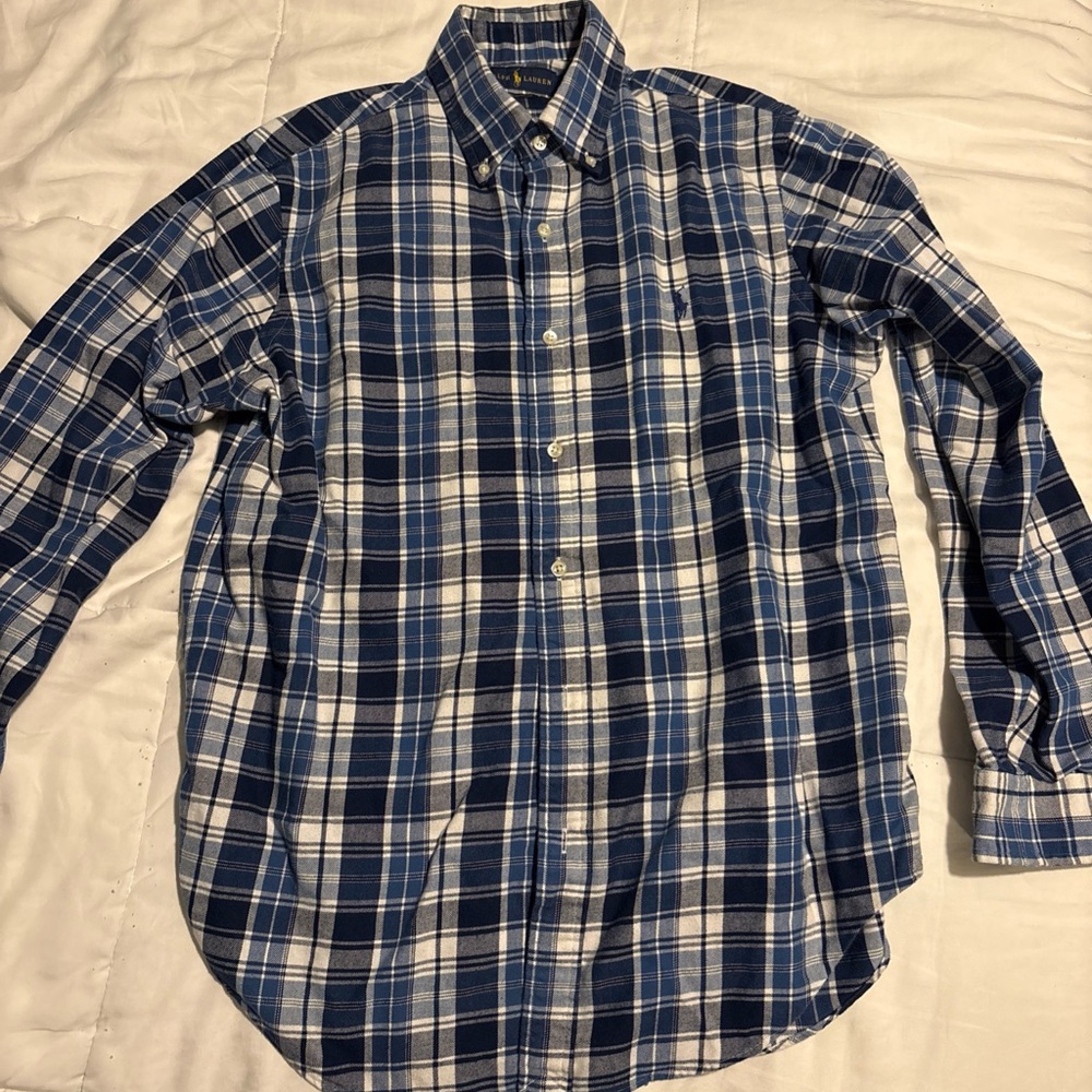 Ralph Lauren Navy and White Plaid Shirt